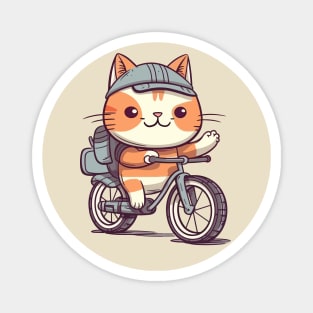 Funny cat rides bicycle Magnet